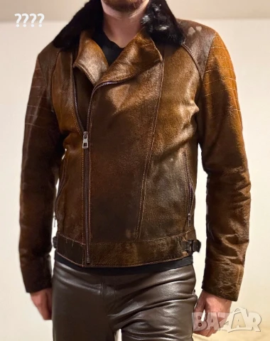Мъжко яке от естествена кожа с косъм от пони