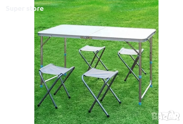Сгъваема маса с 4 столчета, снимка 7 - Къмпинг мебели - 54113497