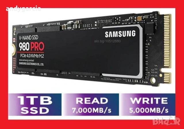  1024GB Samsung EVO 980 Pro OEM 1TB SSD NVMe 7000/5100mb read/write Samsung PM9A1 работил 27 дни 