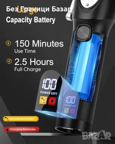 Нов Електрически тример с дисплей, тих мотор, за коса тяло мъже брада, снимка 6 - Тримери - 50294455