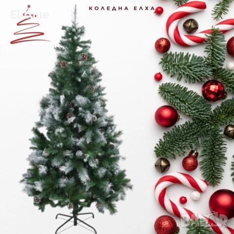 Елха - Изкуствена коледна елха с бели връхчета и шишарки 60 и 90см , снимка 8 - Декорация за дома - 52905287