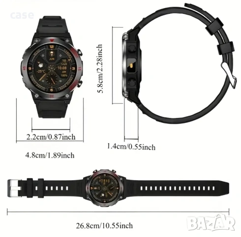Смарт часовник 1,52 инча тъчскрийн Нов, снимка 2 - Мъжки - 53838917