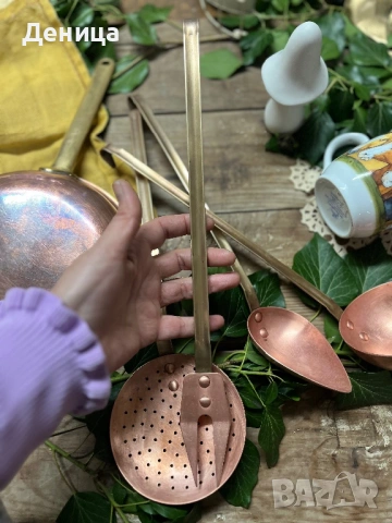 Малко мед и месинг за уют♥️  Жестоки прибори за сервиране Мед и месинг , снимка 9 - Прибори за хранене, готвене и сервиране - 53398514