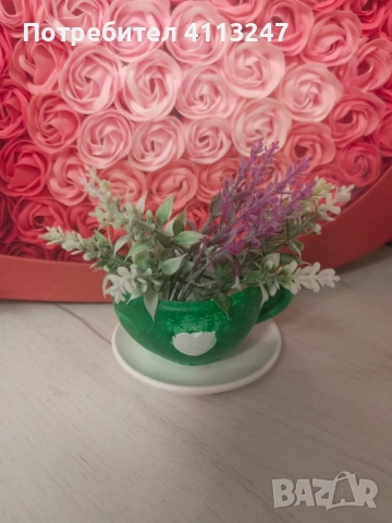 Ръчно изработени керамични чашки с цветя , снимка 4 - Декорация за дома - 52997994