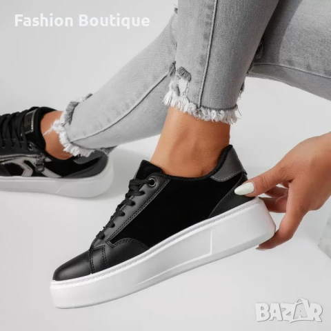 Дамски кожени маратонки с бяла подметка, снимка 2 - Маратонки - 51246037