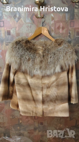 Vissoni – късо палто/яке от естествен косъм, произведено в Гърция, ефектна яка, снимка 5 - Якета - 53102015