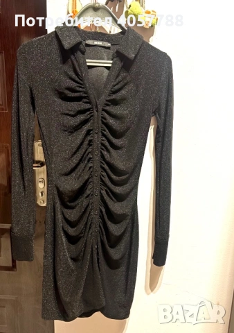 НОВА Блестяща рокля Bik Bok – XS размер, набран ефект, снимка 4 - Рокли - 53729909