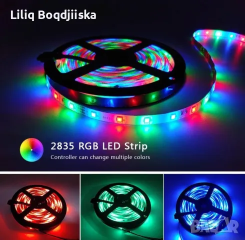 Лента с RGB LED диоди и дистанционно управление 5 метра, снимка 1 - Лед осветление - 48832005