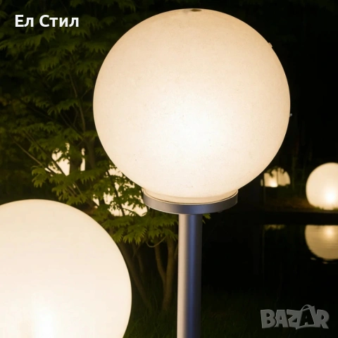 Соларна градинска лампа сфера BONETTI Ø30 см – автоматично осветление без кабели и сметки за ток