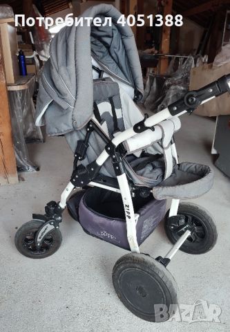 Бебешка количка 3в1 Zipp adbor цвят светло сиво/бяло, снимка 4 - Детски колички - 45555672