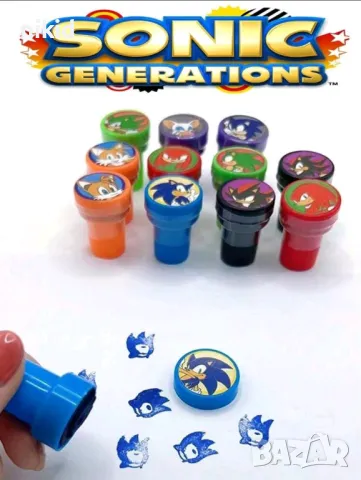 12 бр сет печати печата печат Соник Sonic печатчета