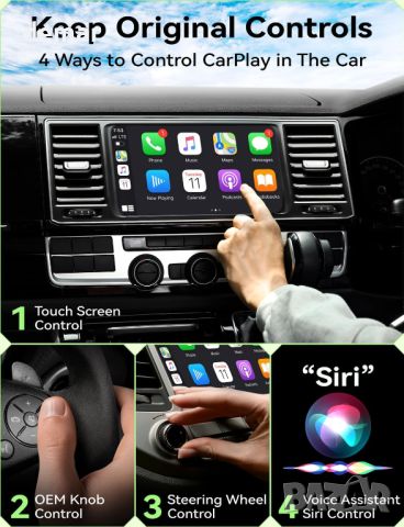 Безжичен адаптер Carplay за Apple, Carplay преобразува кабелен в безжичен CarPlay Dongle, снимка 7 - Аксесоари и консумативи - 45965144