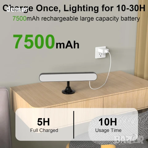 Speclux LED стенна лампа с батерия 7500mAh, 15 RGB цвята, въртене на 360°, (1 брой, черна), снимка 7 - Лед осветление - 51418641
