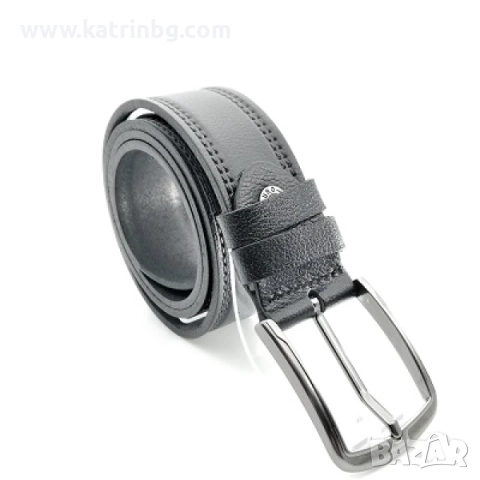 Стилен мъжки комплект колан и портфейл в черно естествена кожа, снимка 3 - Подаръци за мъже - 52414692