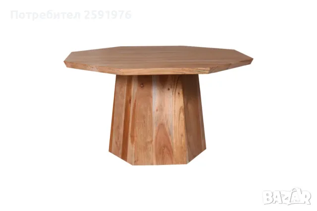 Холна маса Puzzle-home Octagon, Акациево дърво, Натурален, D80x45cm, снимка 1