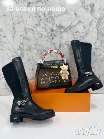 Hermes Дамски Черни Зимни Ботуши Хермес Код SK220, снимка 2 - Дамски ботуши - 52593303