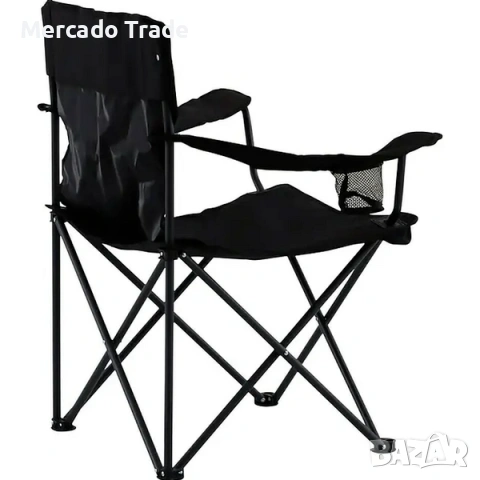 Къмпинг стол Mercado Trade, Сгъваем, С поставка за чаша, Черен, снимка 2 - Къмпинг мебели - 54107039