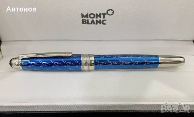 Montblanc Meisterstück - луксозна синя ролерна химикалка с кутия, снимка 1 - Нумизматика и бонистика - 48643363