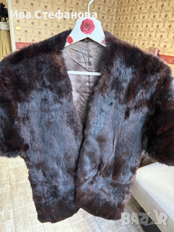 норков шал наметка болеро от норка естествен косъм кафяв универсален размер , снимка 5 - Рокли - 39970757