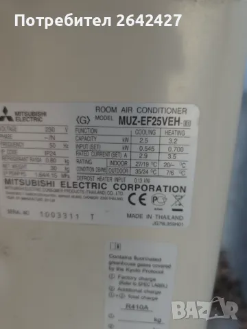 Инверторен климатик Mitsubishi Electric EF25VEH, снимка 4 - Климатици - 47133380