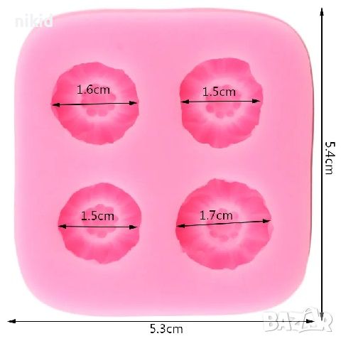 4 цвете мак малки макове макови цветя силиконов молд форма фондан декор украса, снимка 2 - Форми - 45659659