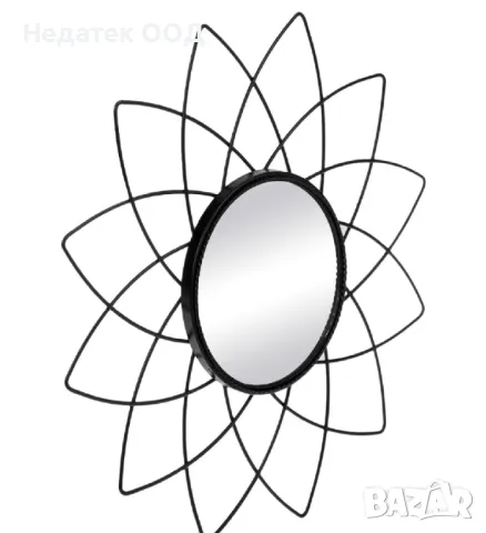 Стенно огледало, метално, кръгло, лъчи на цветя, черно, Ø25см, снимка 2 - Декорация за дома - 46923638