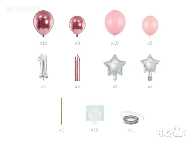 Балони за Първи Рожден Ден в Розово, снимка 2 - Декорация - 49666076