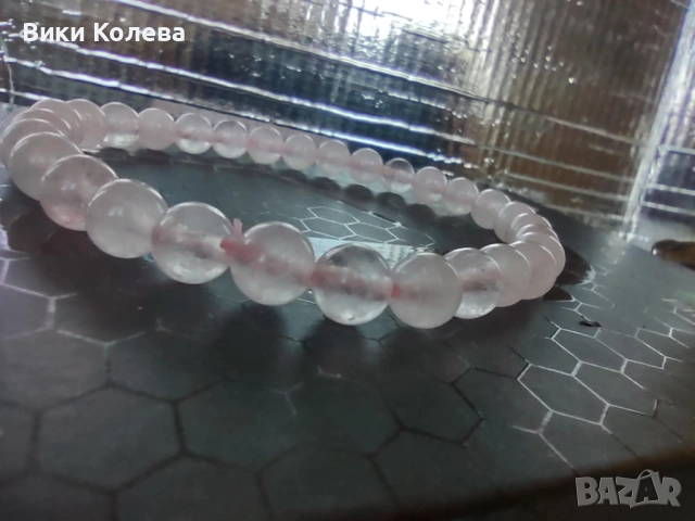 Гривна от Естествен Розов Кварц, снимка 2 - Гривни - 52798791