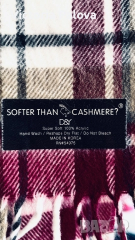 Стилен шал в класическо каре SOFTER THAN CASHMERE , снимка 4 - Шалове - 52806835