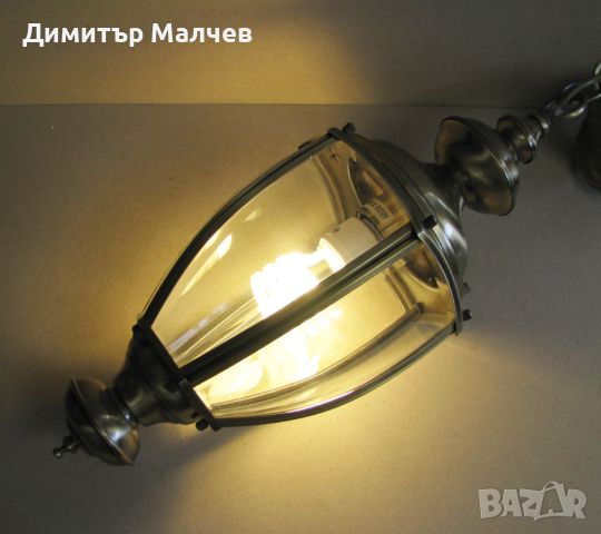Висяща лампа полилей тип фенер 'бронз' кристални стъкла, отличен, снимка 7 - Лампи за таван - 46350434