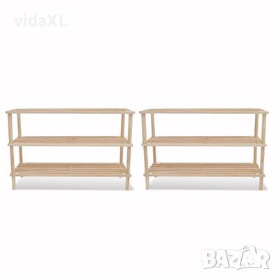 vidaXL 3-етажни рафтове за обувки 2 бр масивна ела（SKU:241065