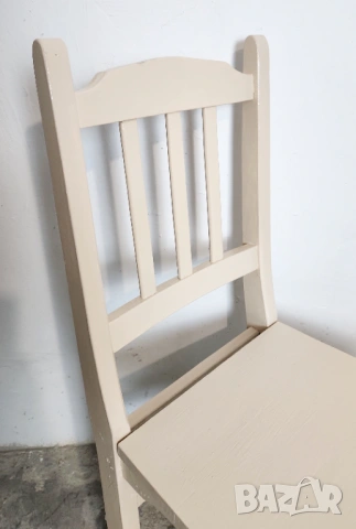 Дървен стол слонова кост трапезен, снимка 6 - Столове - 54185109