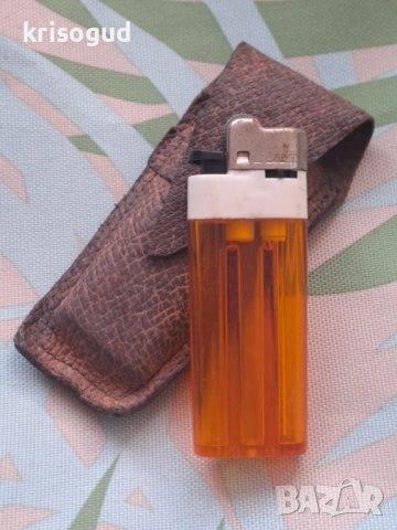 Ретро колекционерска запалка + кожен калъф произведена в Япония, снимка 9 - Запалки - 53139254