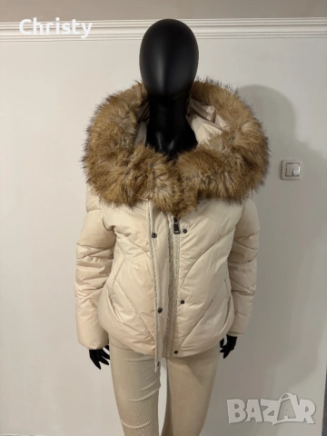 Луксозно яке в цвят екрю, снимка 4 - Якета - 53841438