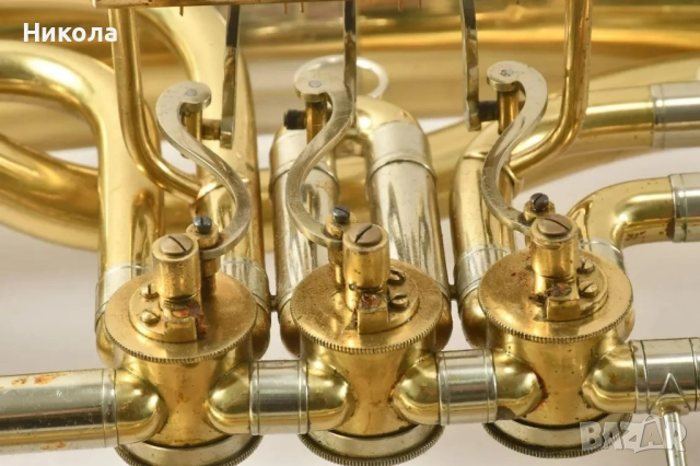 Винтидж месингова туба с роторни клапани - ГДР-  С оригинален куфар, снимка 5 - Антикварни и старинни предмети - 52306134