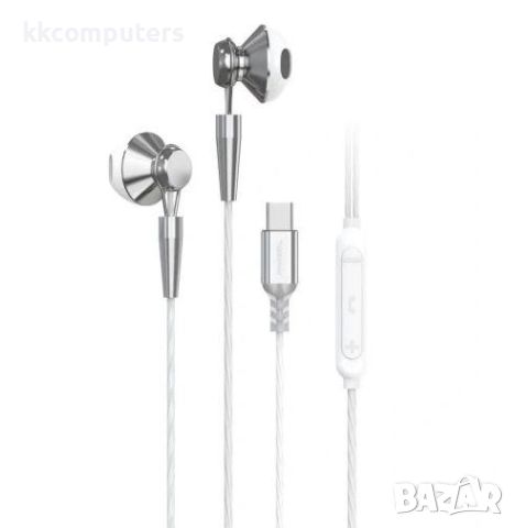 Handsfree Metal Pavareal M10C Type-C /Бял/ Баркод : 2403133, снимка 1 - Резервни части за телефони - 46409856