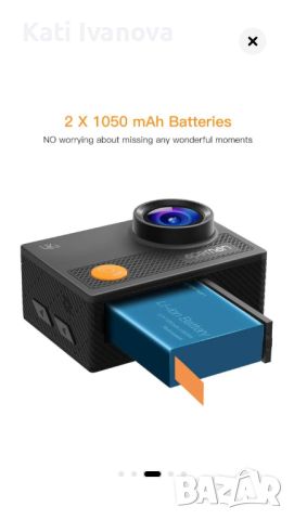 Спортна екшън  Apeman A80, Ultra Hd 4K, 20 MP, Под вода 40 м, Wi-fi hotspot, Комплект  аксесоари, снимка 4 - Спортна екипировка - 46039367