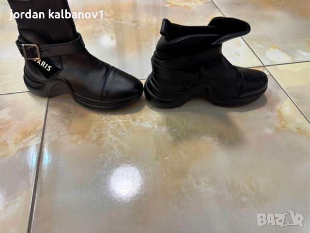 Подарявам - дамски черни кожени боти Дарис Daris номер - 36 стелка -23см., снимка 2 - Дамски боти - 53806270