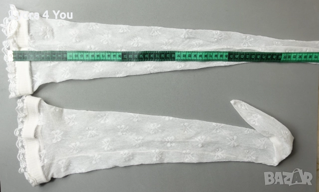 Бели ретро чорапи с ластик и ръб по дължината, снимка 7 - Дамски чорапи - 52459854