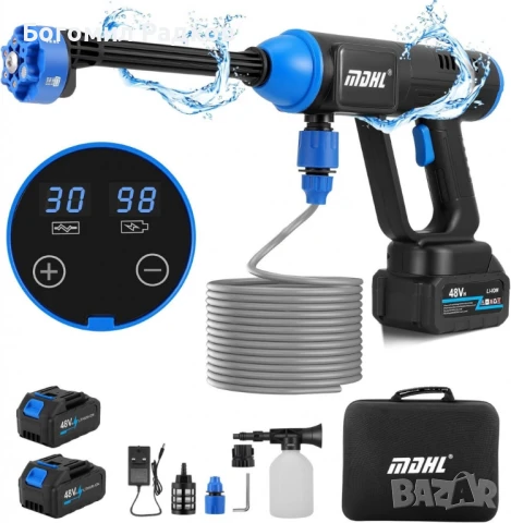 Акумулаторна водоструйка 48V – Пистолет за миене с LCD дисплей и 6 режима, снимка 9 - Други инструменти - 50393464