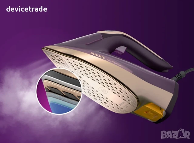 Ютия PHILIPS Azur 8000 DST8040/30, 3000W, 260g/min, 350ml, снимка 3 - Ютии - 51257555