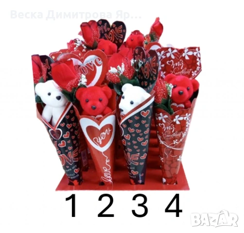 Романтичен букет с плюшено мече и роза, снимка 4 - Романтични подаръци - 53087706