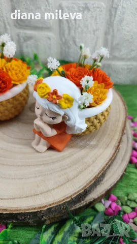 Ангелчета в цвят оранжев и жълт!!, снимка 2 - Декорация за дома - 50978425