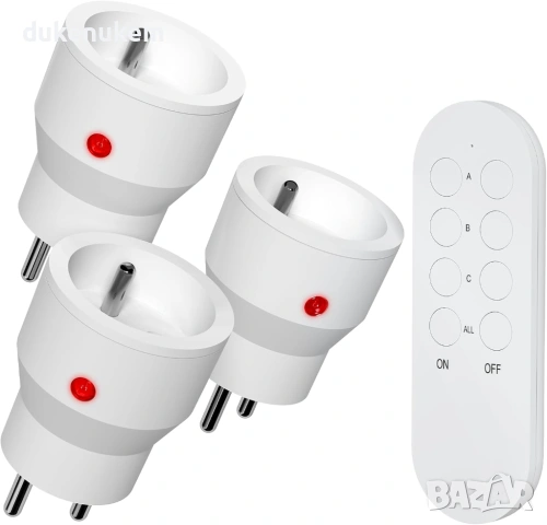 3 бр. Безжични програмируеми контакти 10A с дистанционно управление