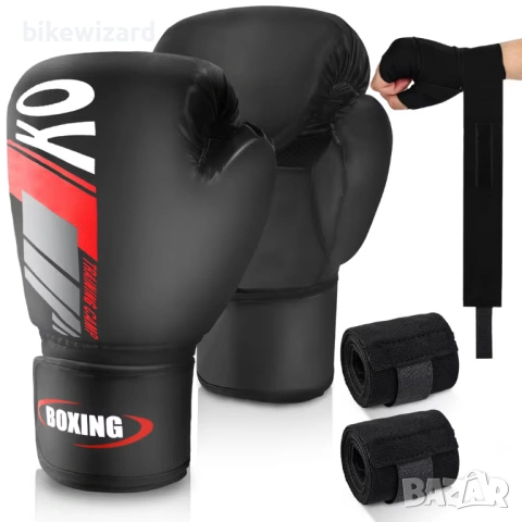 Боксови ръкавици 14oz с бинтове за ръце за тренировки и спаринг – 14oz НОВИ