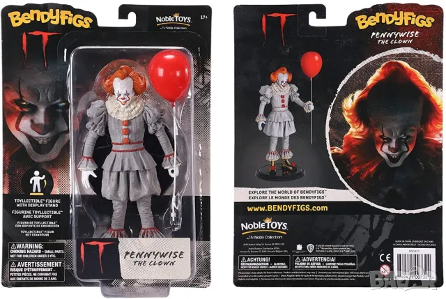 Екшън фигура The Noble Collection Movies: IT - Pennywise (Bendyfigs), 19 cm, снимка 1