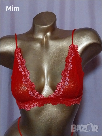 К-т Червен сутиен, прашка и колан с жартиери за чорапи , снимка 3 - Бельо - 53481071