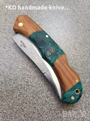 Сгъваем нож ръчно изработен от D2 стомана, снимка 3 - Ножове - 49960326