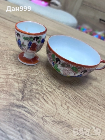 Чаена чаша и яйчена чашка от японски порцелан