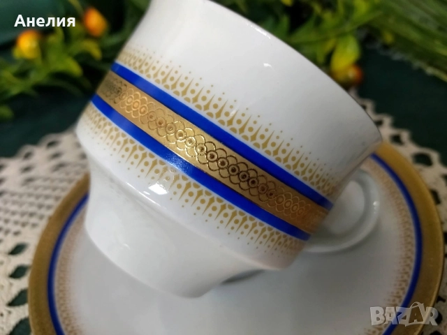 Wunsiedel bavaria кобалтово/ златен кант, снимка 14 - Чинии - 52968633